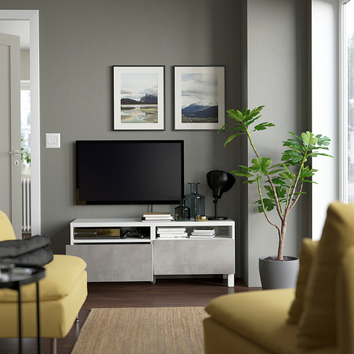 BESTÅ - TV bench with drawers, white/Kallviken/Stubbarp light grey | IKEA Taiwan Online - PE823738_S4