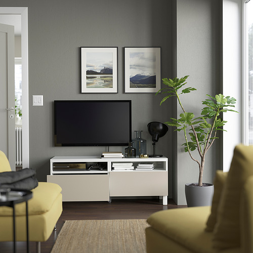 BESTÅ - TV bench with drawers, white/Lappviken/Stubbarp light grey/beige | IKEA Taiwan Online - PE823747_S4