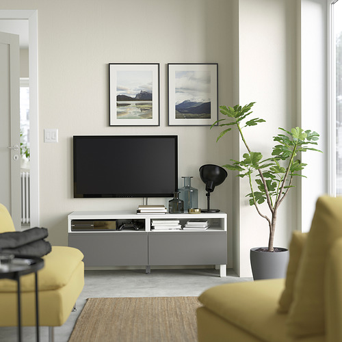 BESTÅ - TV bench with drawers, white/Västerviken/Stubbarp dark grey | IKEA Taiwan Online - PE823755_S4