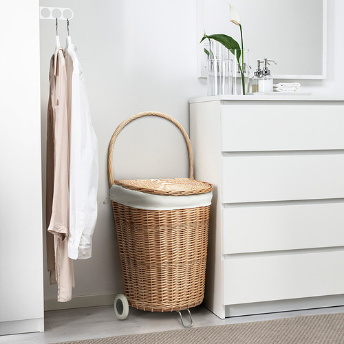 TOLKNING laundry basket with wheels