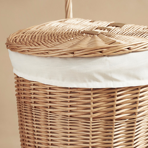 TOLKNING laundry basket with wheels