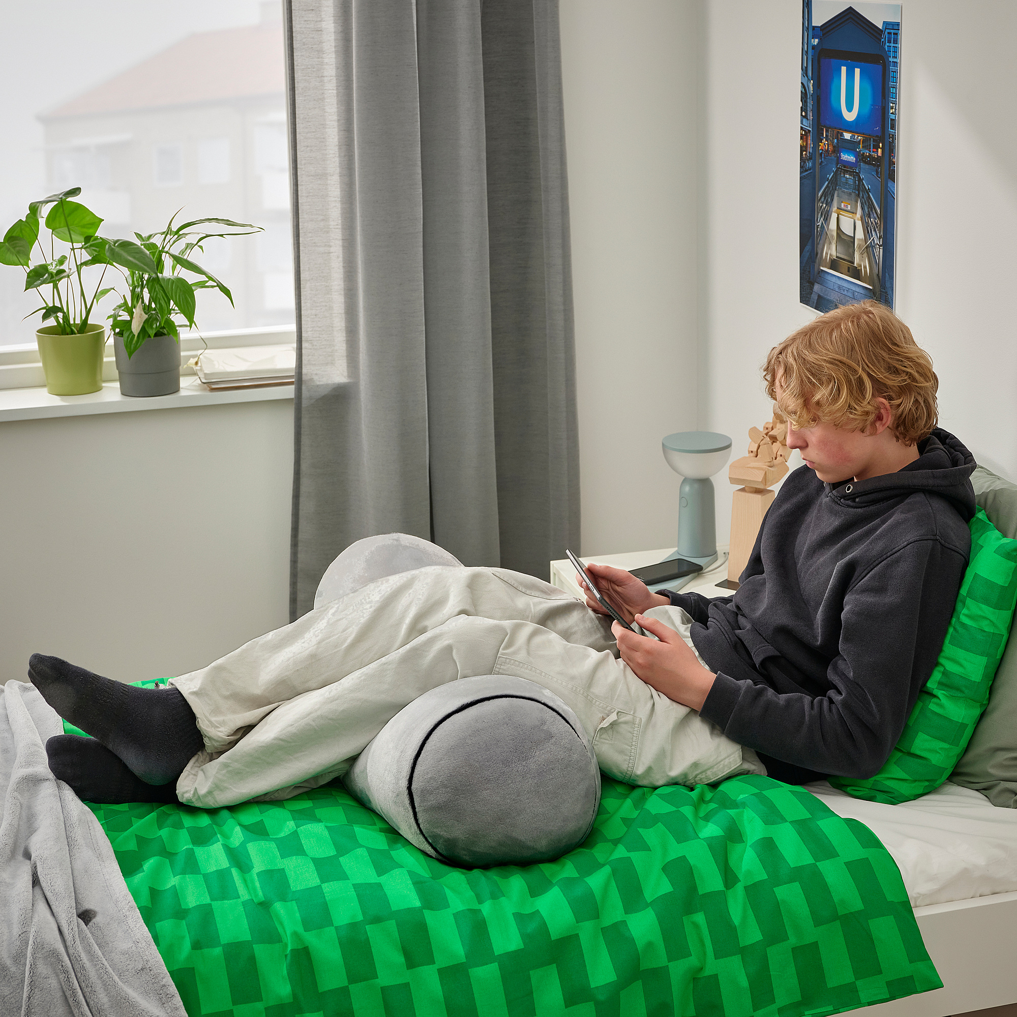 BLÅSKATA duvet cover and pillowcase