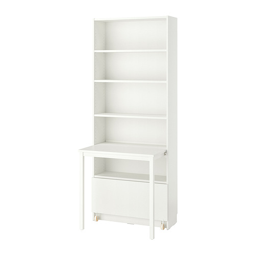 BILLY bookcase with desk and drawer