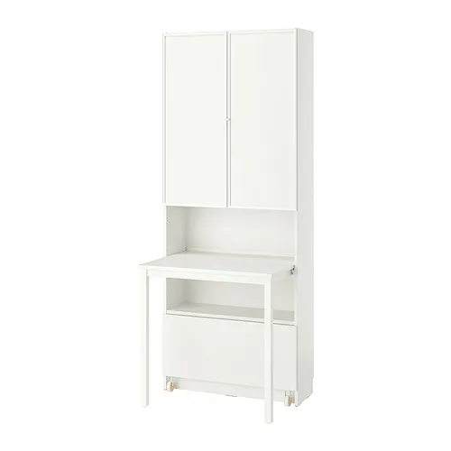 BILLY/HÖGBO - 書櫃附書桌/抽屜, 白色, 80x202 公分 | IKEA 線上購物 - PE936765_S4