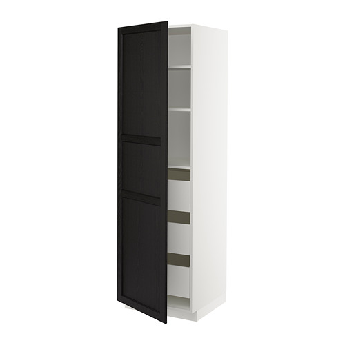 METOD/MAXIMERA - high cabinet with drawers, white/Lerhyttan black stained | IKEA Taiwan Online - PE678274_S4