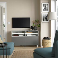 BESTÅ - TV bench with doors, white stained oak effect/Lappviken/Stubbarp white | IKEA Taiwan Online - PE536044_S3