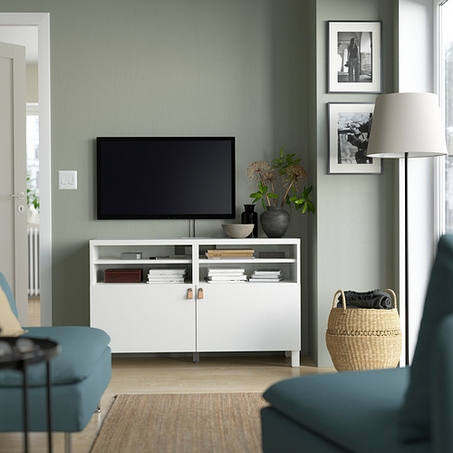BESTÅ - TV bench with doors, white/Lappviken/Stubbarp white | IKEA Taiwan Online - PE823863_S4