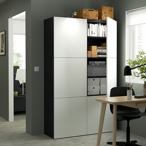 BESTÅ - storage combination with doors, black-brown/Laxviken white | IKEA Taiwan Online - PE823988_S4