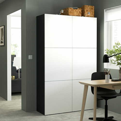 BESTÅ - storage combination with doors, black-brown/Laxviken white | IKEA Taiwan Online - PE823919_S4