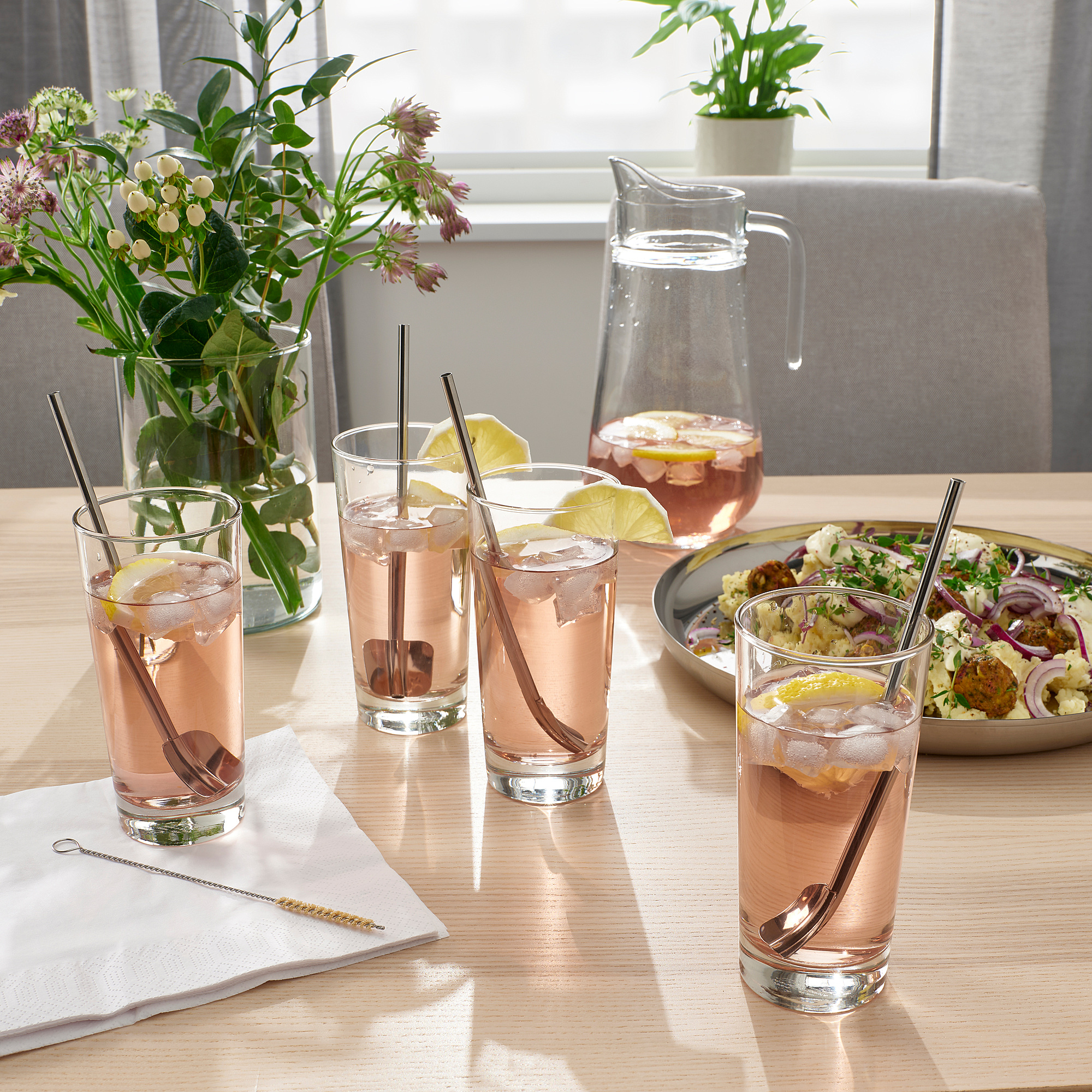 LUFTTÄT 5-pc drink strw/spoon set w clng br