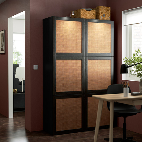BESTÅ - storage combination with doors, black-brown Studsviken/dark brown woven poplar | IKEA Taiwan Online - PE823945_S4