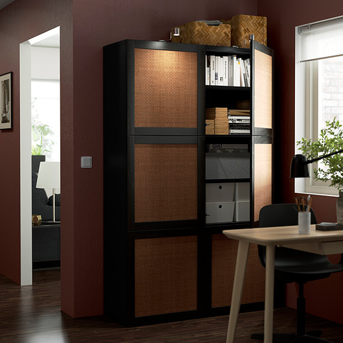BESTÅ - storage combination with doors, black-brown Studsviken/dark brown woven poplar | IKEA Taiwan Online - PE823977_S4