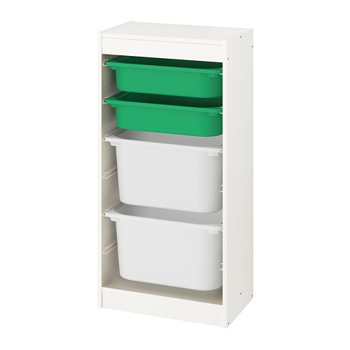 TROFAST - storage combination with boxes, white/green white | IKEA Taiwan Online - 59337632_S4