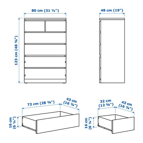 MALM chest of 6 drawers