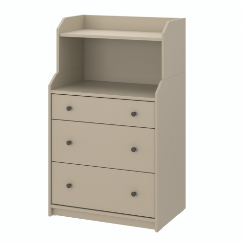 HAUGA chest of 3 drawers with shelf