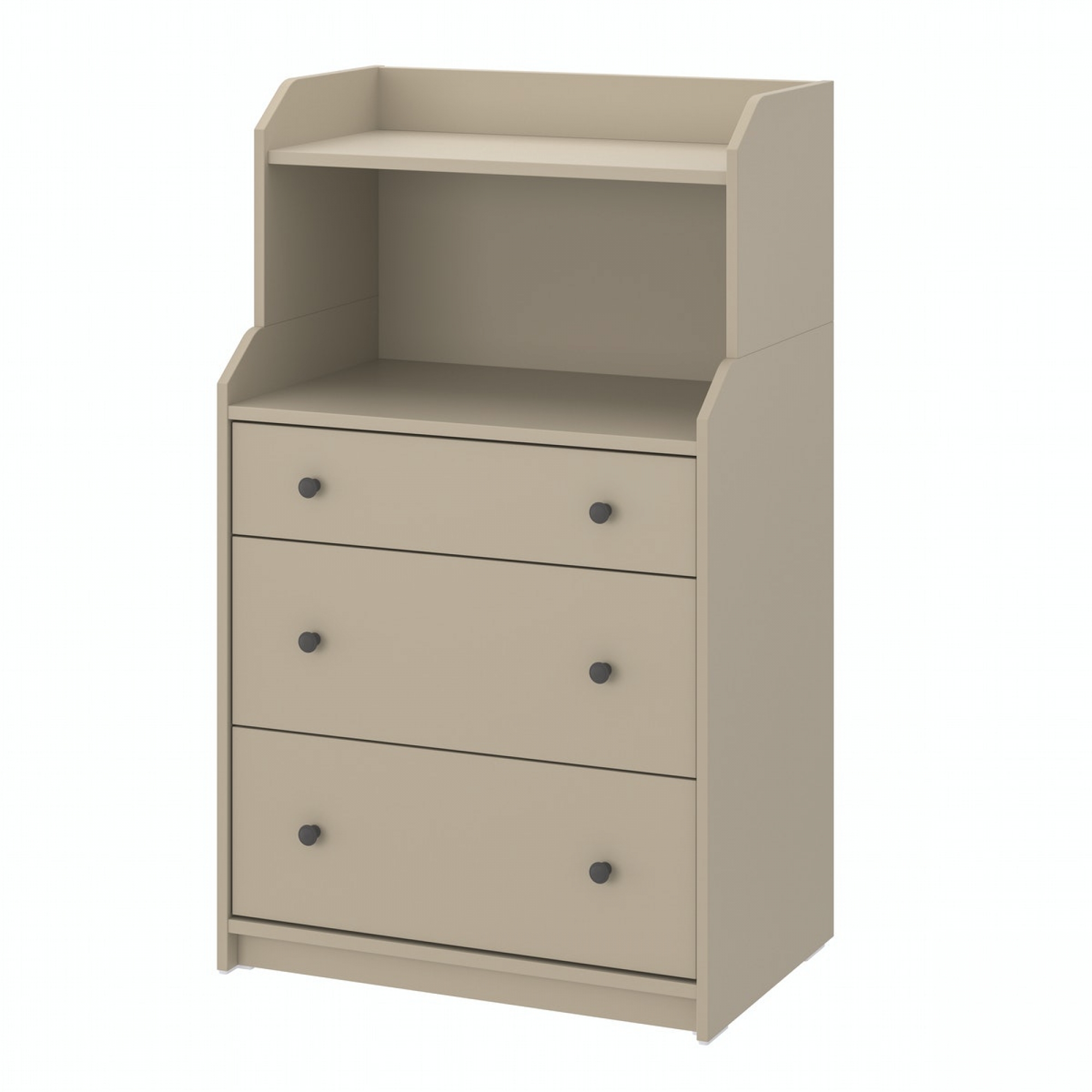 HAUGA chest of 3 drawers with shelf