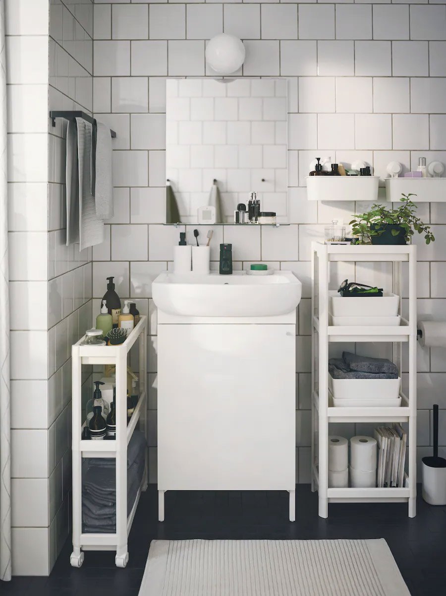 IKEA TISKEN CORNER Shelf Unit With Suction Cup, White Bathroom BRAND NEW