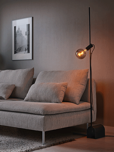 VÅGHÖJD LED floor lamp, dimmable black - IKEA