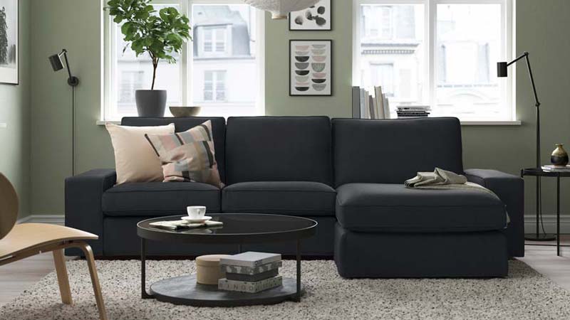 3-seat sofa with chaise longue KIVIK, tresund anthracite