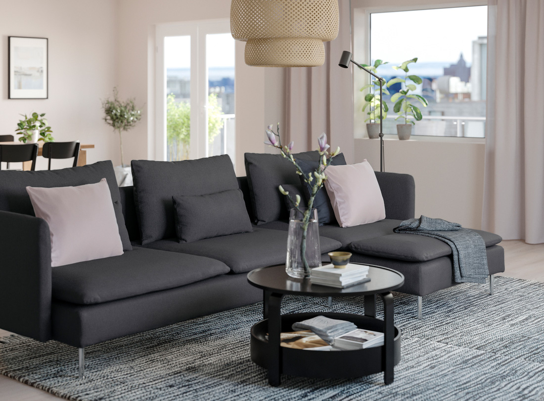 りぃ 　IKEA SÖDERHAMN フリードトゥナ ダークグレー SÖDERHAMN ソーデルハムン 3人掛けソファ, フリードトゥナ