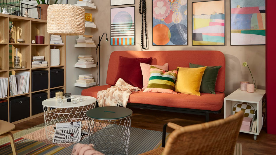 A modern living room with an element of suprise