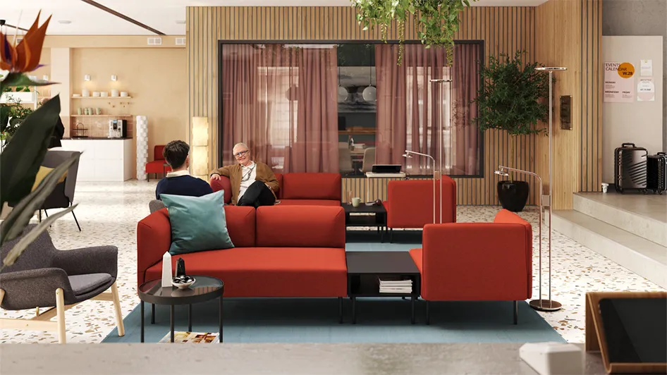 A modern hotel lobby and meeting room with energy and ease